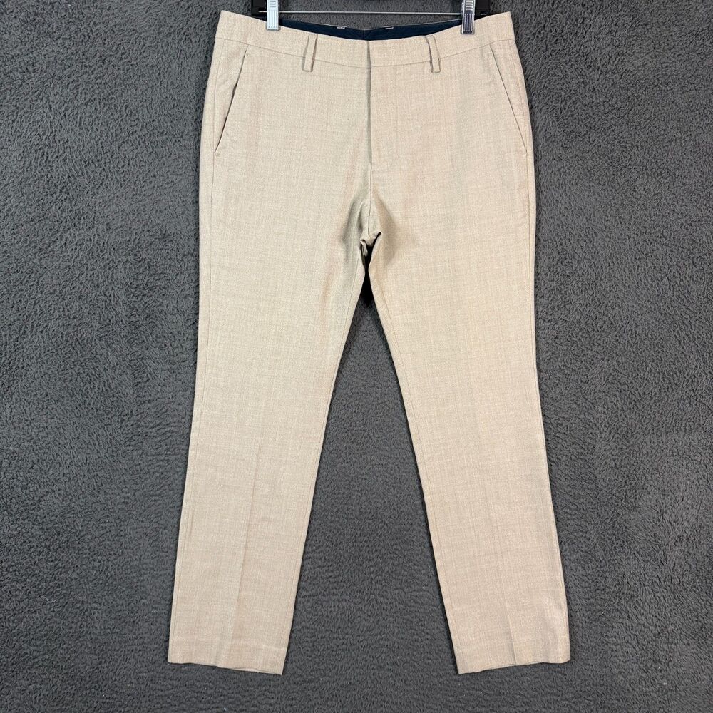 Bonobos Pants Mens 33x30 Beige Tan Tailored Fit Dress Slacks Stretch Wool Formal